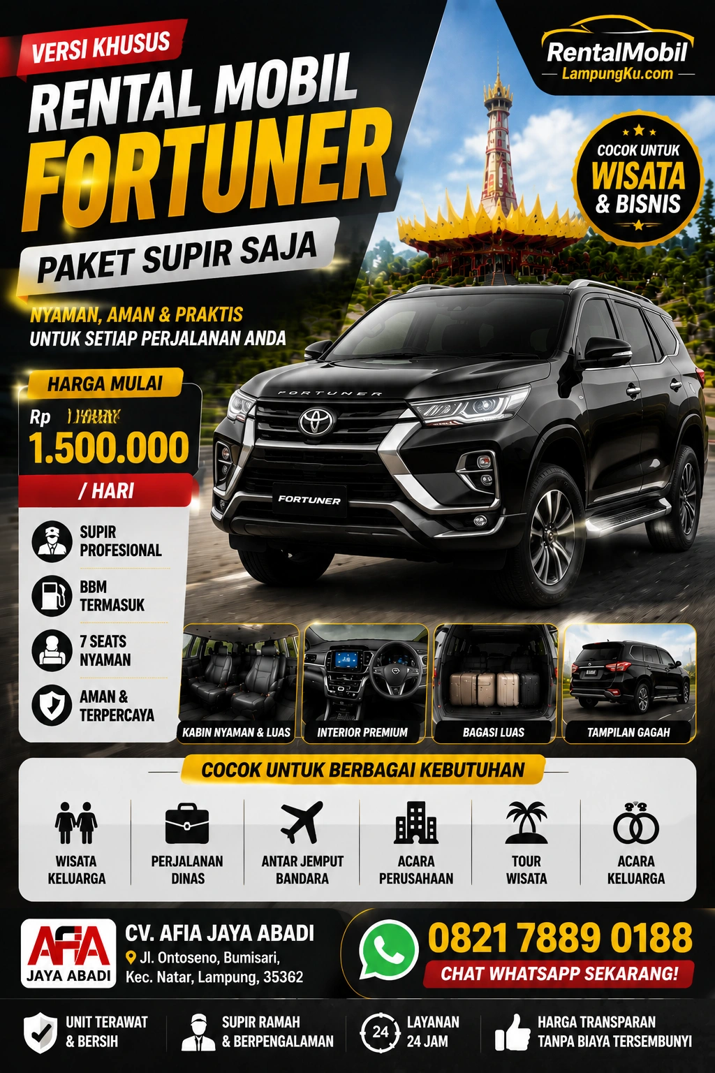 Sewa Toyota Fortuner Lampung Tangguh Untuk Perjalanan Eksklusif