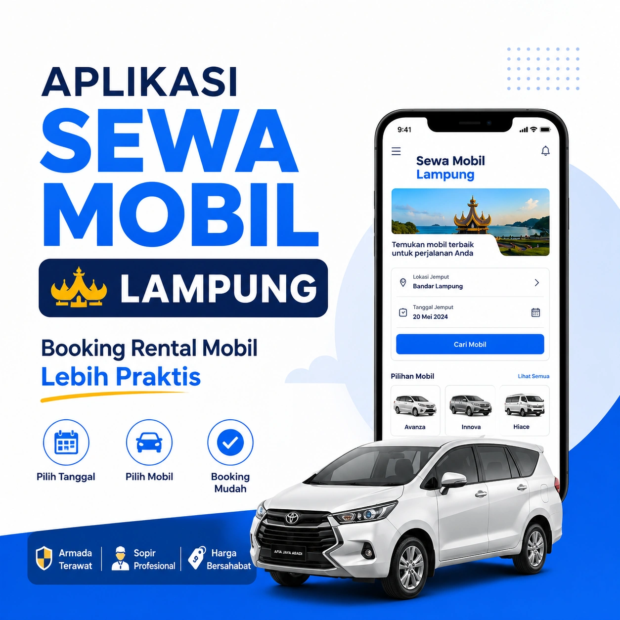 Aplikasi Sewa Mobil Lampung, Booking Rental Mobil Lebih Praktis