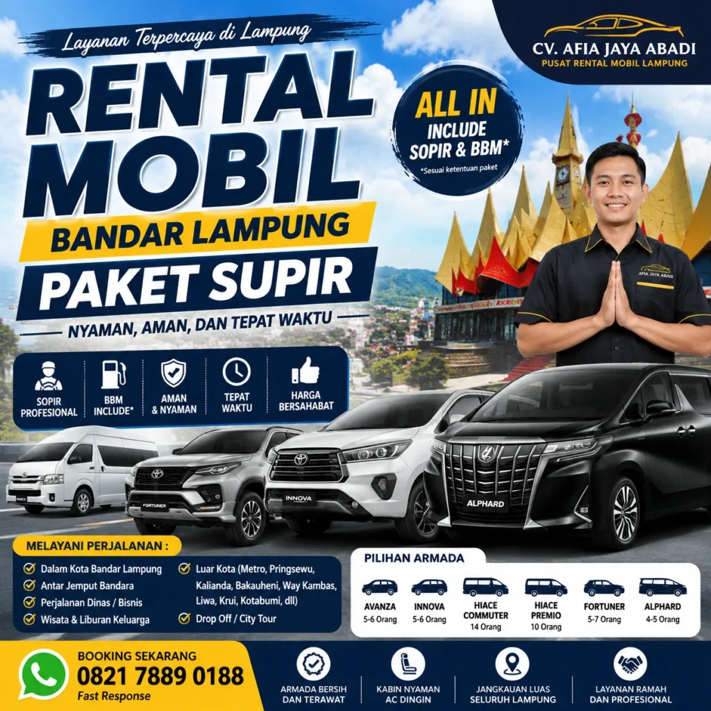 Rental Mobil Bandar Lampung paket BBM+Supir Hemat